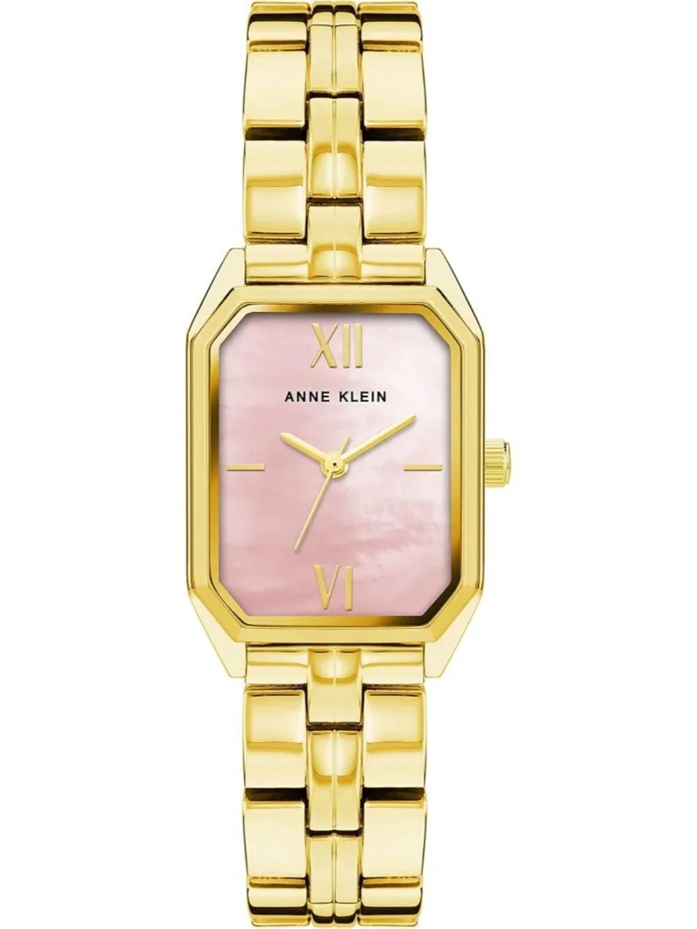 Anne Klein Women's Gold Blush Pink Analog Roman Numeral Octagonal Bracelet Watch
